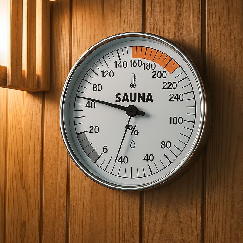 GLOBOTECH Sauna Thermometer and Hygrometer Combo – Precise Temperature & Humidity Gauge for Sauna Roomsk, Temperature Range 70-250°F, Humidity Range 0-100% - Image 4